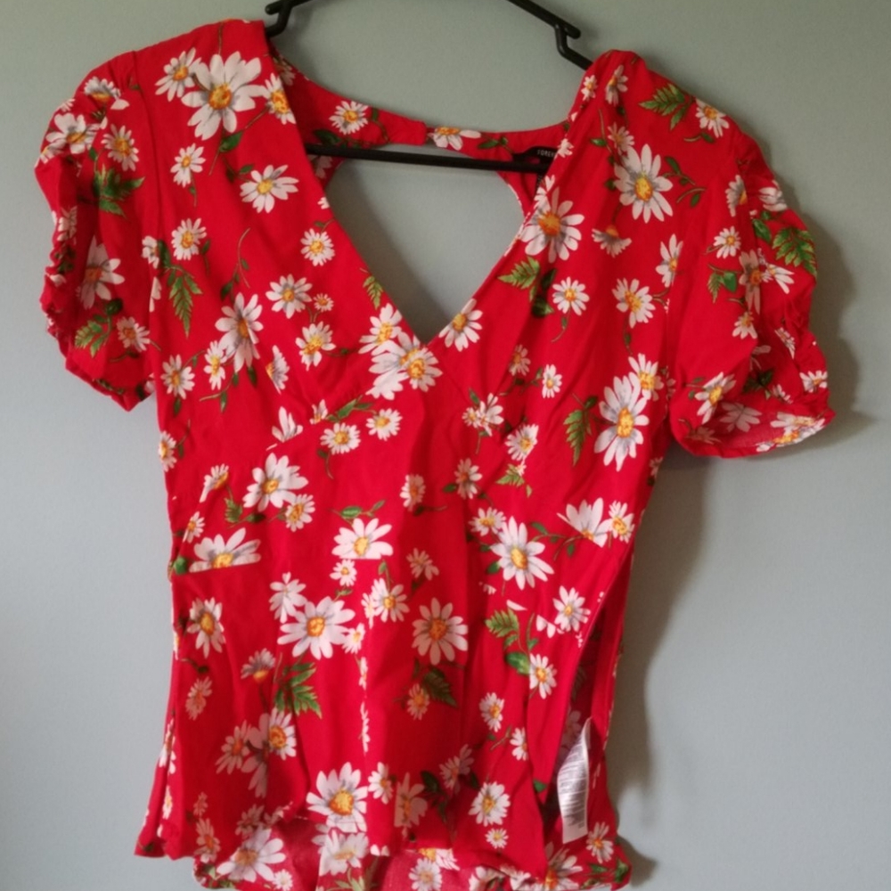 Forever 21 red floral blouse